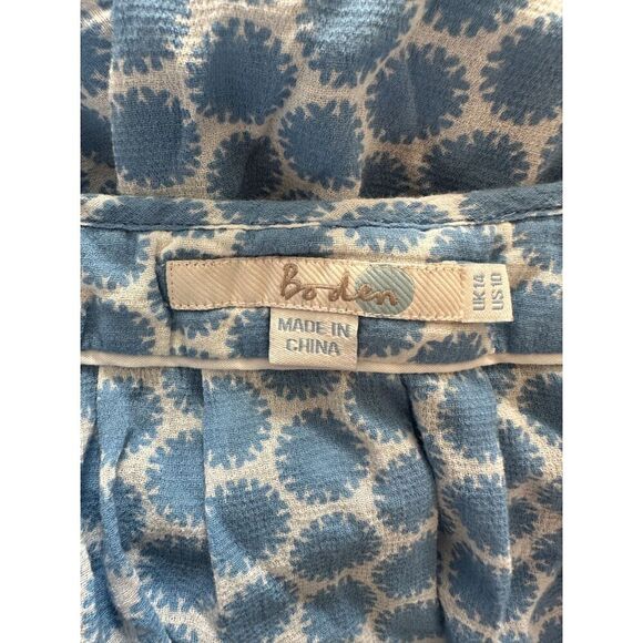 Boden 100% Cotton Blue White 3/4 Sleeve Top Size 10 - Picture 4 of 5